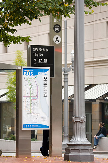 Wayfinding signs on the Portland Mall